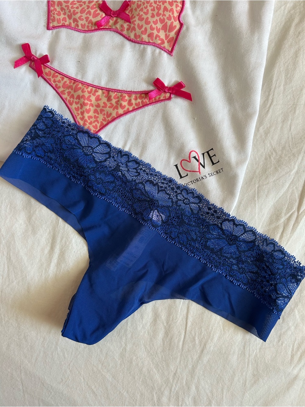 Victoria's Secret Royal Blue Lace-Trim Seamless Thong